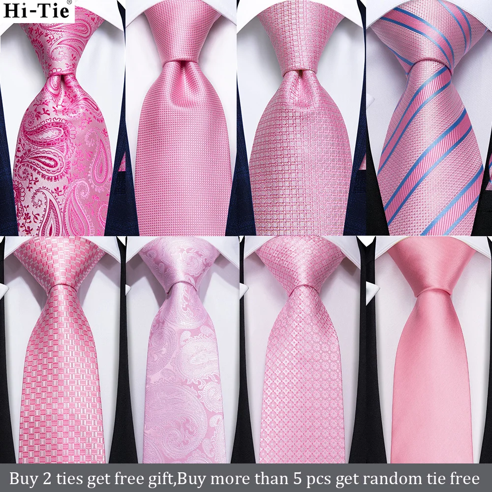 Hi Tie персиковый розовый однотонный Шелковый Свадебный Галстук Пейсли для мужчин
