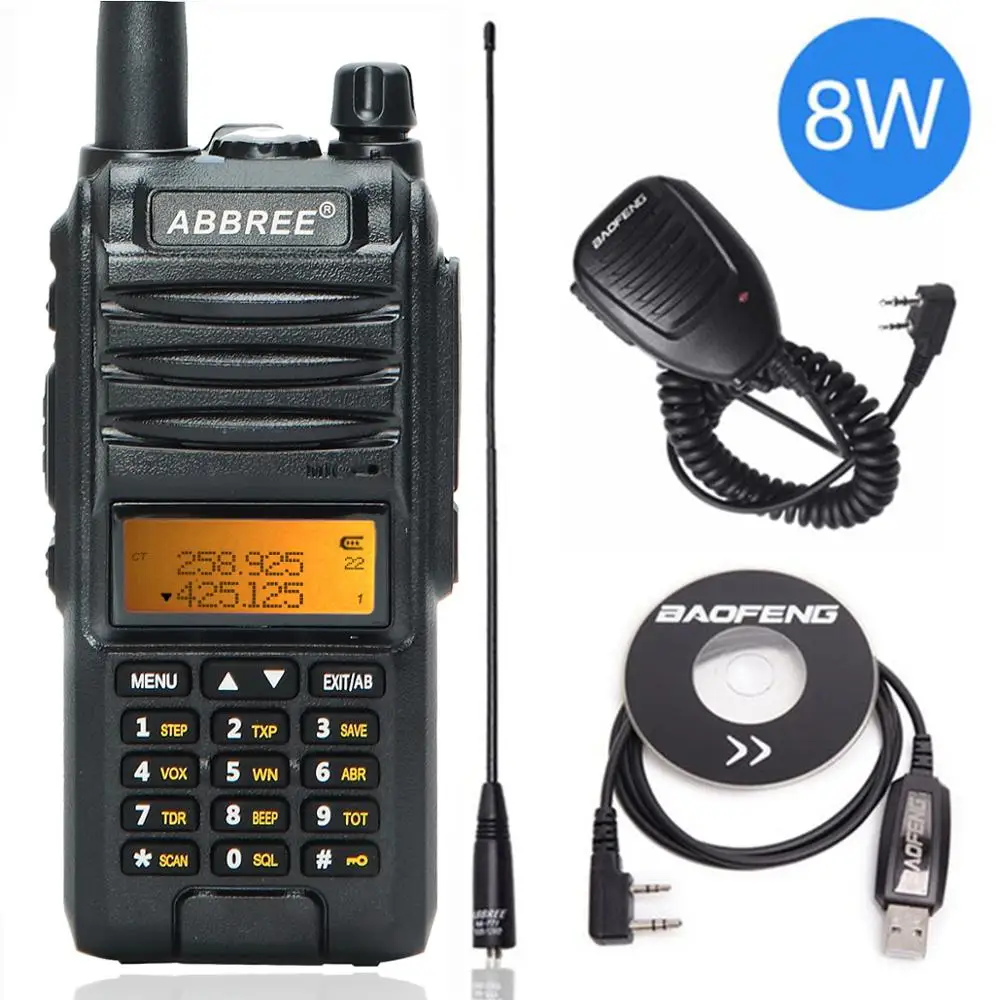 Abbree AR-F3 трехдиапазонный 8 Вт рация uhf vhf 220-260 МГц ветчина длинный диапазон ручной двухсторонний cb радио добавить тактическую антенну - Цвет: as 2 picture