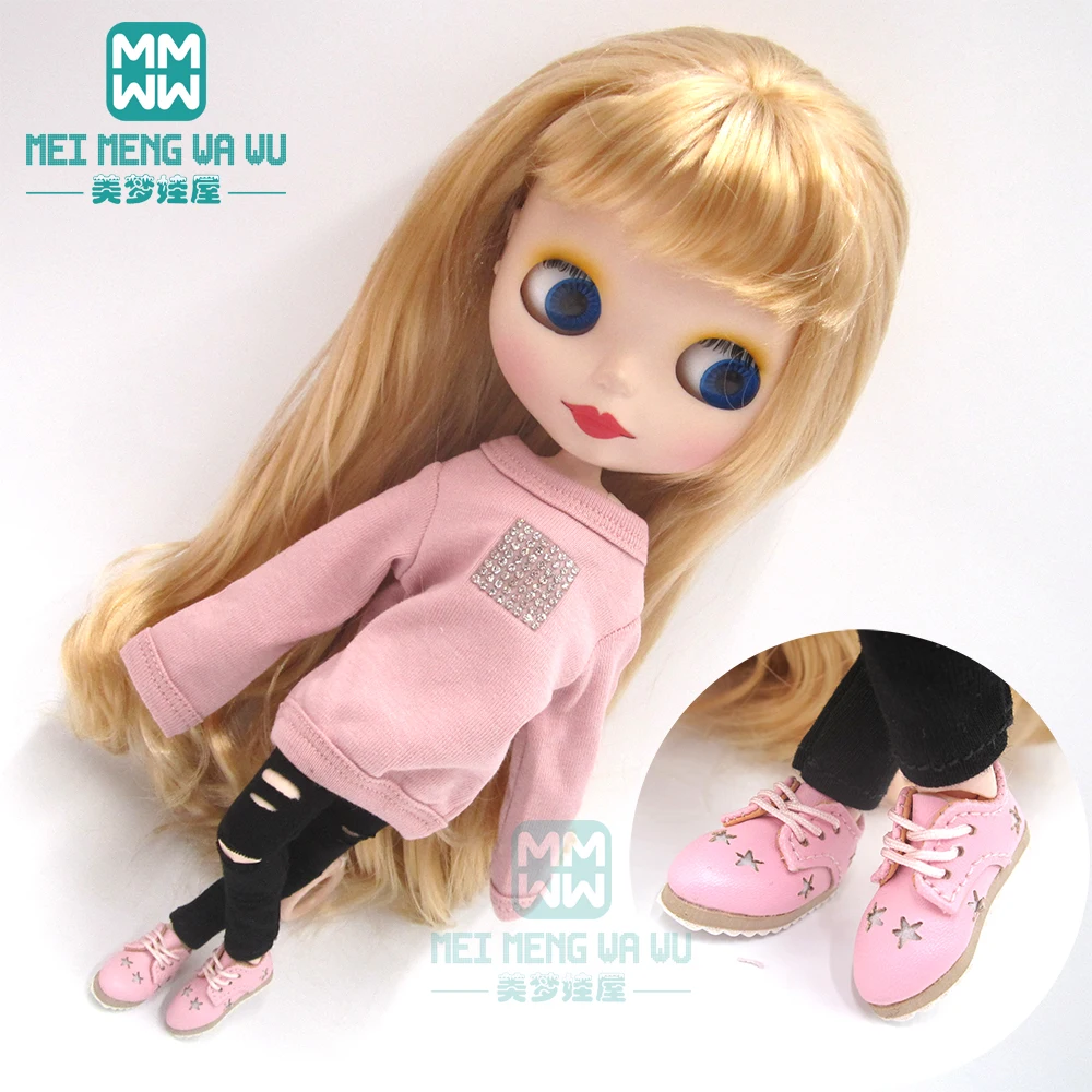 Одежда для куклы Blyth розовая толстовка штаны с дырками кожаная обувь OB23 OB24 Azone