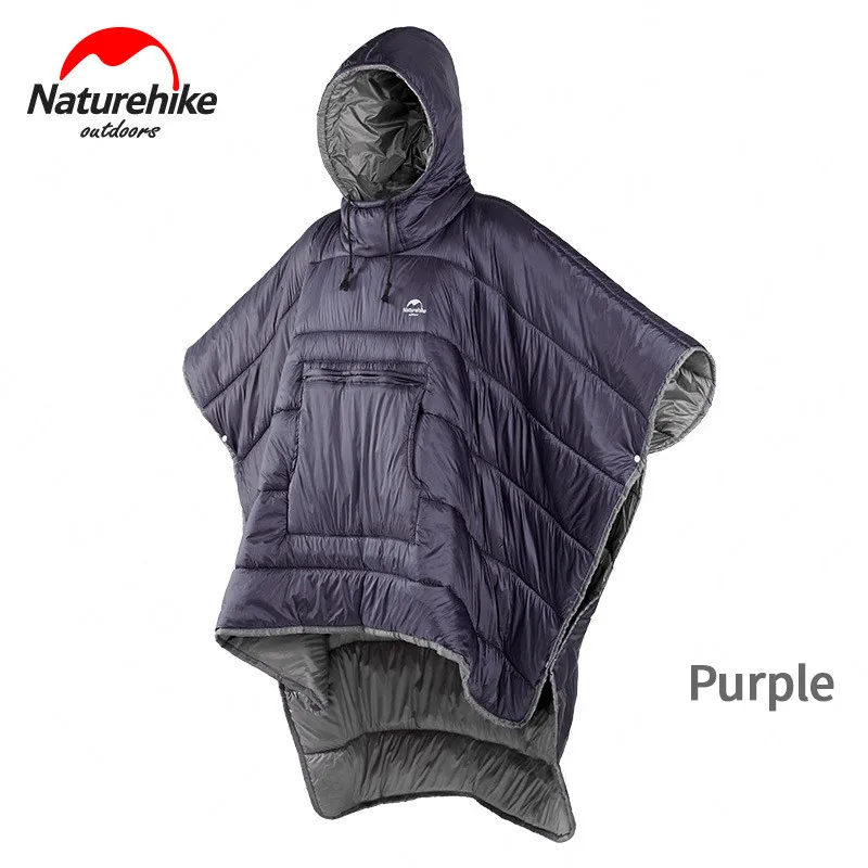 Purple Naturehike ленивый спальный мешок плащ стиль унисекс водонепроницаемый портативный открытый кемпинг теплое спальное одеяло зимнее путешествия пончо - Цвет: Purple