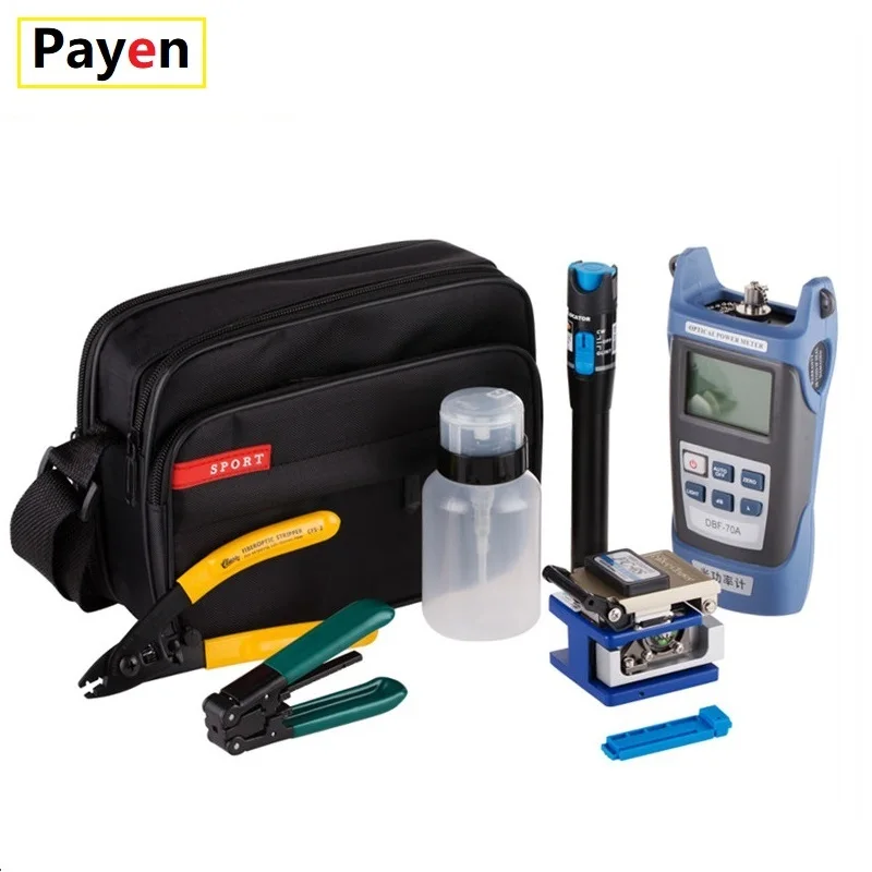 Free Shipping Fiber Optic FTTH Tool Kit with FC-6S Fiber Cleaver and Optical Power Meter 5km Visual Fault Locator