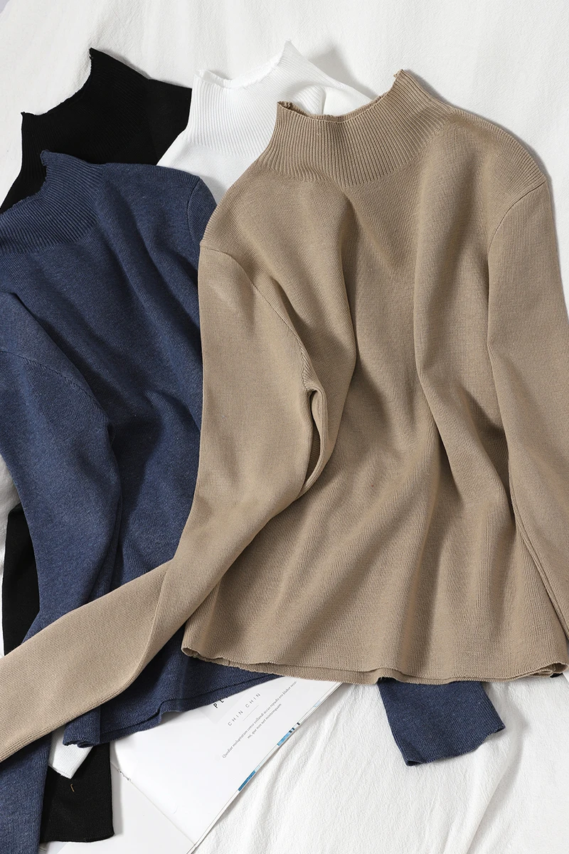

Pure Color Sweater Winter Wear New Korean Pullover Casual Thin Simple Knitted Top