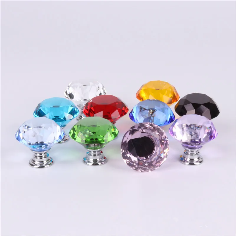 30 мм Алмазная форма дизайн хрустальные стеклянные ручки шкаф для выдвижных