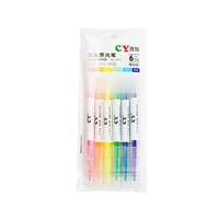 6pcsset school highlighter pen markpen highlighters marker brush pens pastel markers watercolor pluorescent pen drawing office