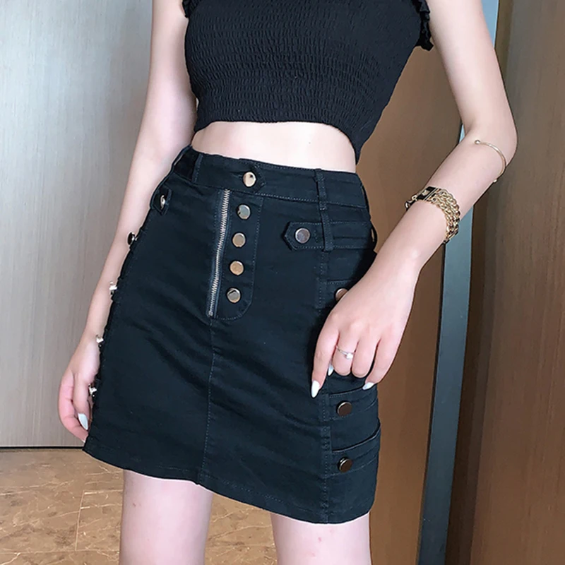 Юбка-карандаш Женская джинсовая с завышенной талией пикантная винтажная уличная