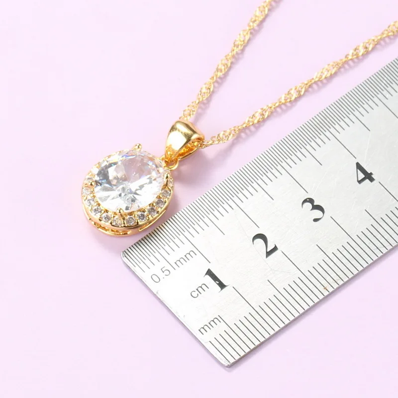 Набор свадебных украшений ожерелье и серьги золотого цвета с белым цирконием