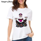 Футболка женская в стиле хип-хоп с принтом черепа и кота