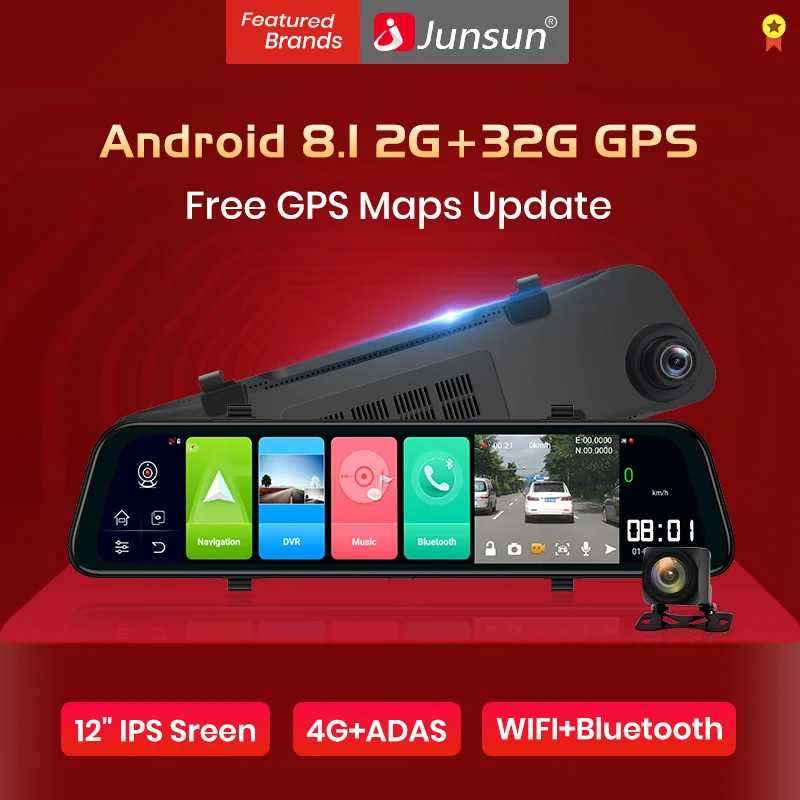 Junsun A102 1" Android 8,1 ADAS 4G 2GB+ 32GB gps навигация 1080P dash cam камера era камера Автомобильный видеорегистратор Автомобильная камера dashcam