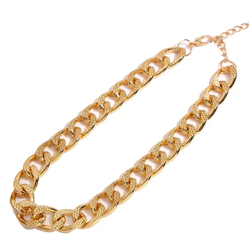 Плоское увеличенное чокер с массивной цепью ожерелье s-образным воротничком для