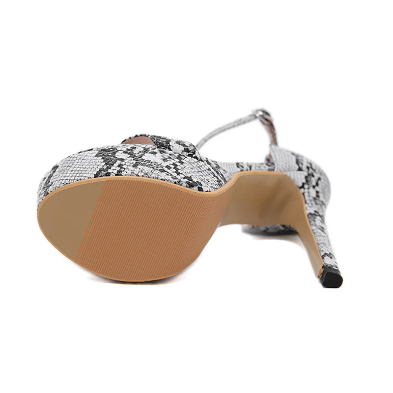 2020 босоножки женские летние туфли на высоком тонком каблуке со змеиным принтом и