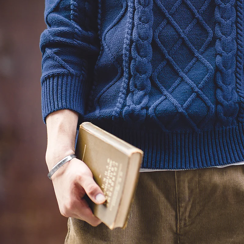 Maden мужской свитер с круглым вырезом Вязаный Теплый Зимний пуловер темно