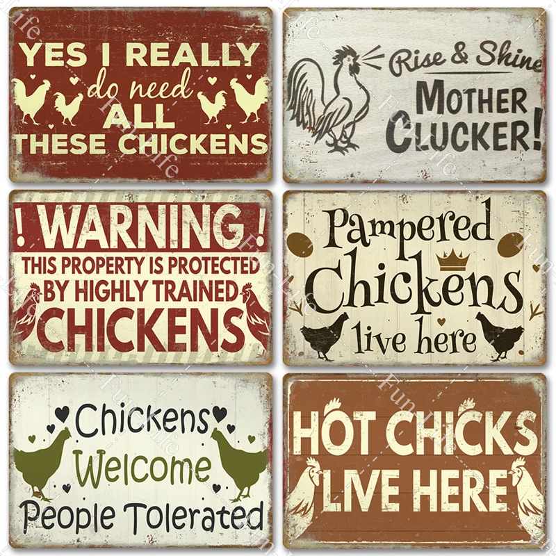 Курица винтажный металлический постер Петух ретро металлическое олово пластины