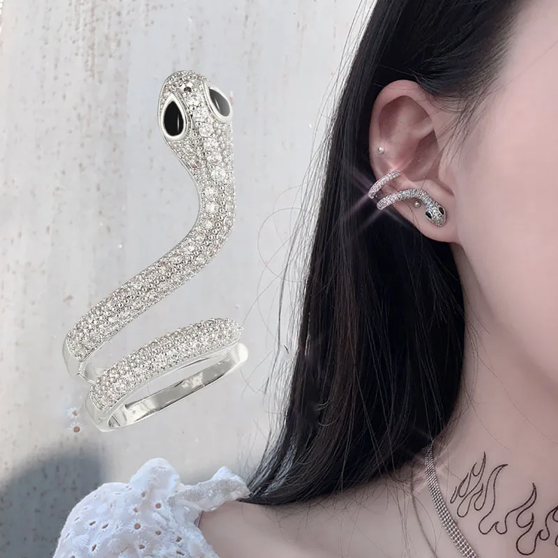

2022 New Personality Exaggerated Snake-shaped Winding Earrings Woman Ear Bone Clip Cute Small Animals Snake-shaped Earrings Cool