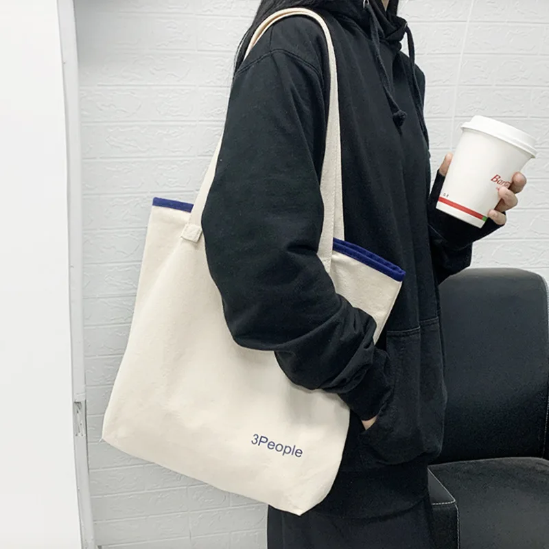 

Autumn And Winter Letter Tote Shopping Bag for Lady Cartoon Canvas Shoulder Bag Women Students Cotton Cloth Eco Shopper Bag