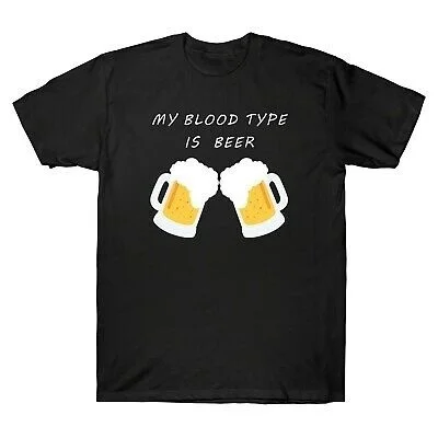 

My Blood Type Is Beer T-Shirt Men's Short Sleeve T Shirt Cotton Tee Top Tee