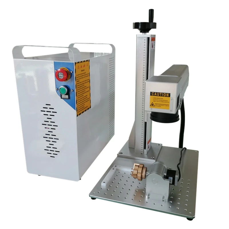 

split Raycus Fiber Laser Marking Machine 30W Rotary included Metal Marking Laser Engraving Machine