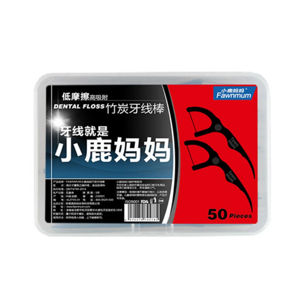 

50pcs/box Hygiene Portable Replacement Disposable Oral Care Plastic Interdental Brush Stain Removing Built In Spool Dental Floss