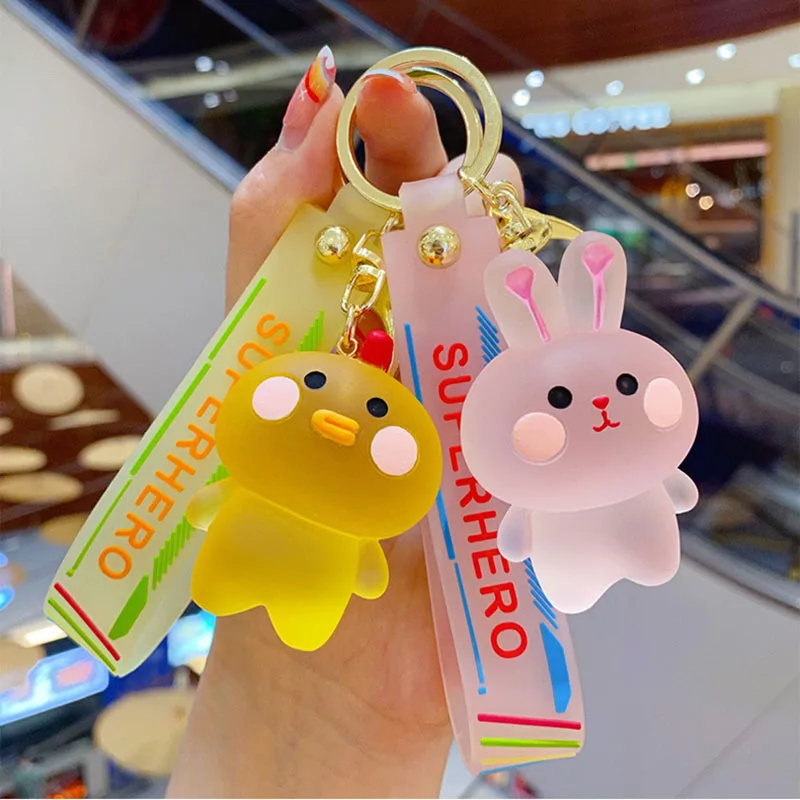 Брелок для ключей с мультяшным хрустальным медведем прозрачный брелок милой