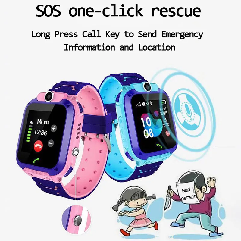 kids smart watch sos lbs location waterproof phone watches with 2g sim card childrens boys girls gift smartwatch of camera free global shipping
