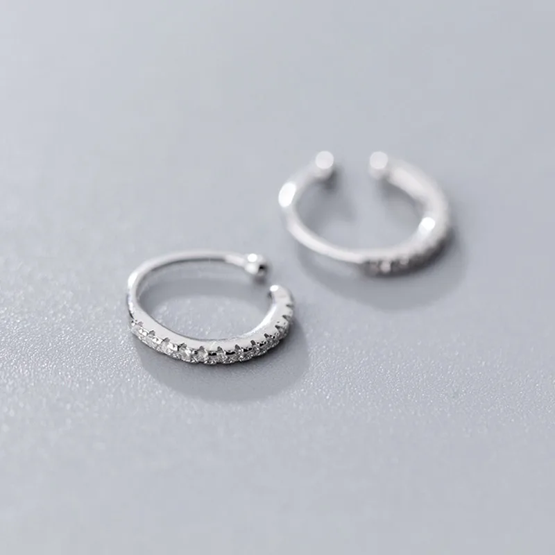 Женские серьги-Клипсы из стерлингового серебра 925 пробы без пирсинга с фианитом