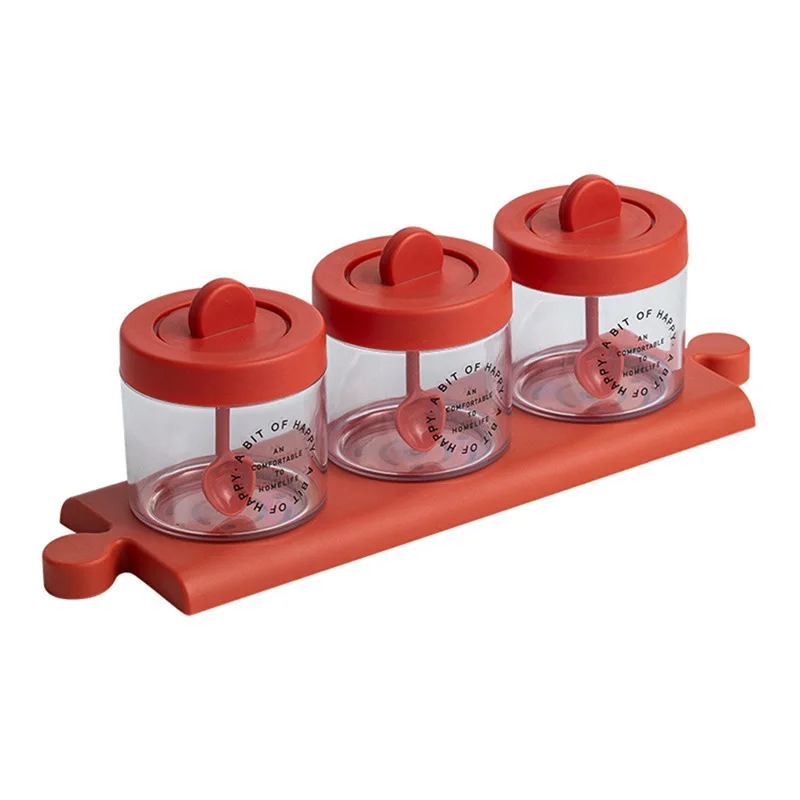 

3PC Sugar Salt Jar Spoon Seasoning Box Household Seasoning Storage Box Combination Lids Kitchen Accessories Salt Household