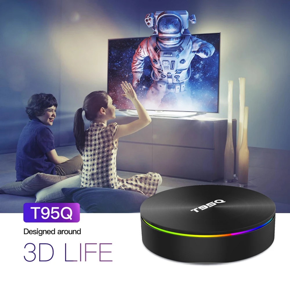 T95Q Android 9 0 Смарт ТВ box Amlogic S905X3 коробка 4 ГБ 64 ядра Поддержка двухъядерный процессор