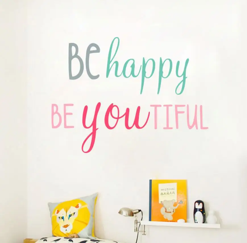 Be Happy красивая наклейка на стену с цитатами Настенная Наклейка для кабинета
