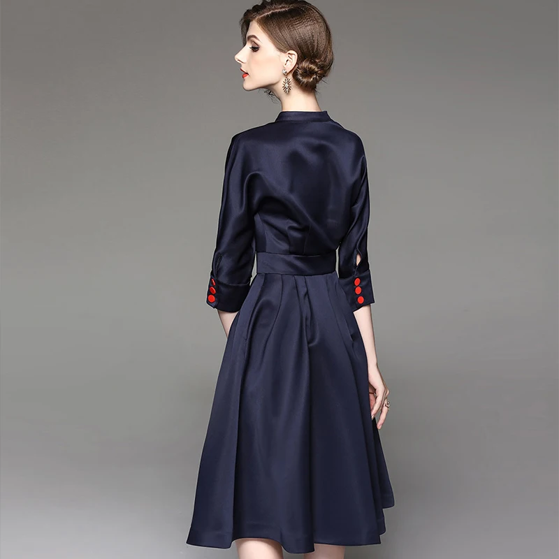 Новое весенне осеннее винтажное женское облегающее платье с рукавом 3/4 А силуэта