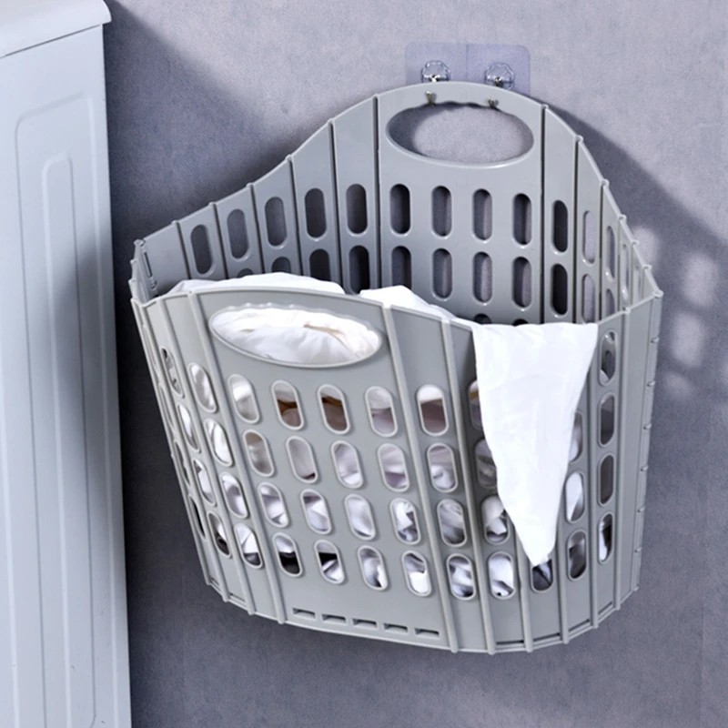 

Dirty Clothes Laundry Basket Foldable Hollow Toy Sundries Organizer Washing Large Wall-Mounted Household Bathroom Out Hamper