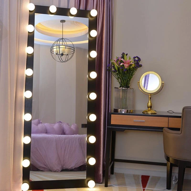 

Espejo de bombilla LED Hollywood, montado en la pared, espejo de cuerpo completo con lámparael dormitorio del hogar