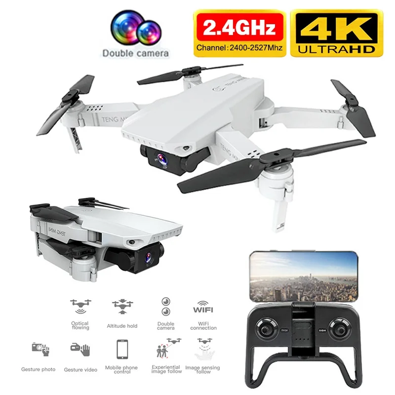 2020 NEW Mini Drone with 4K HD Camera WIFI FPV Selfie Optical Flow Stable Height Fly Quadcopter RC Helicopter Toy Foldable | Игрушки и