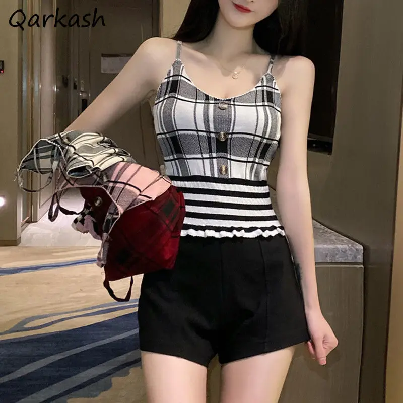 

Клетчатая кофта, женский тонкий летний дизайнерский Универсальный пикантный винтажный женский топ в стиле Харадзюку, модный кроп-топ для о...