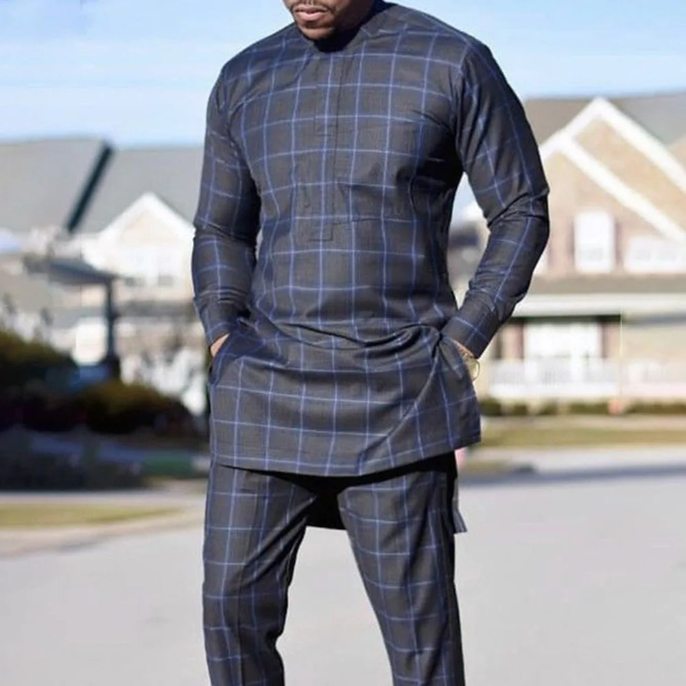

African Style Dark Grey Robe National Men's Shirt.