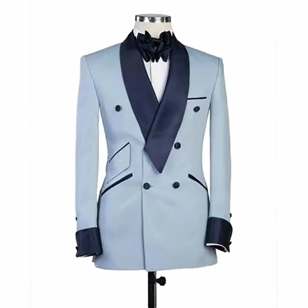 Новинка 2020 Мужские приталенные официальные блейзеры светильник голубое