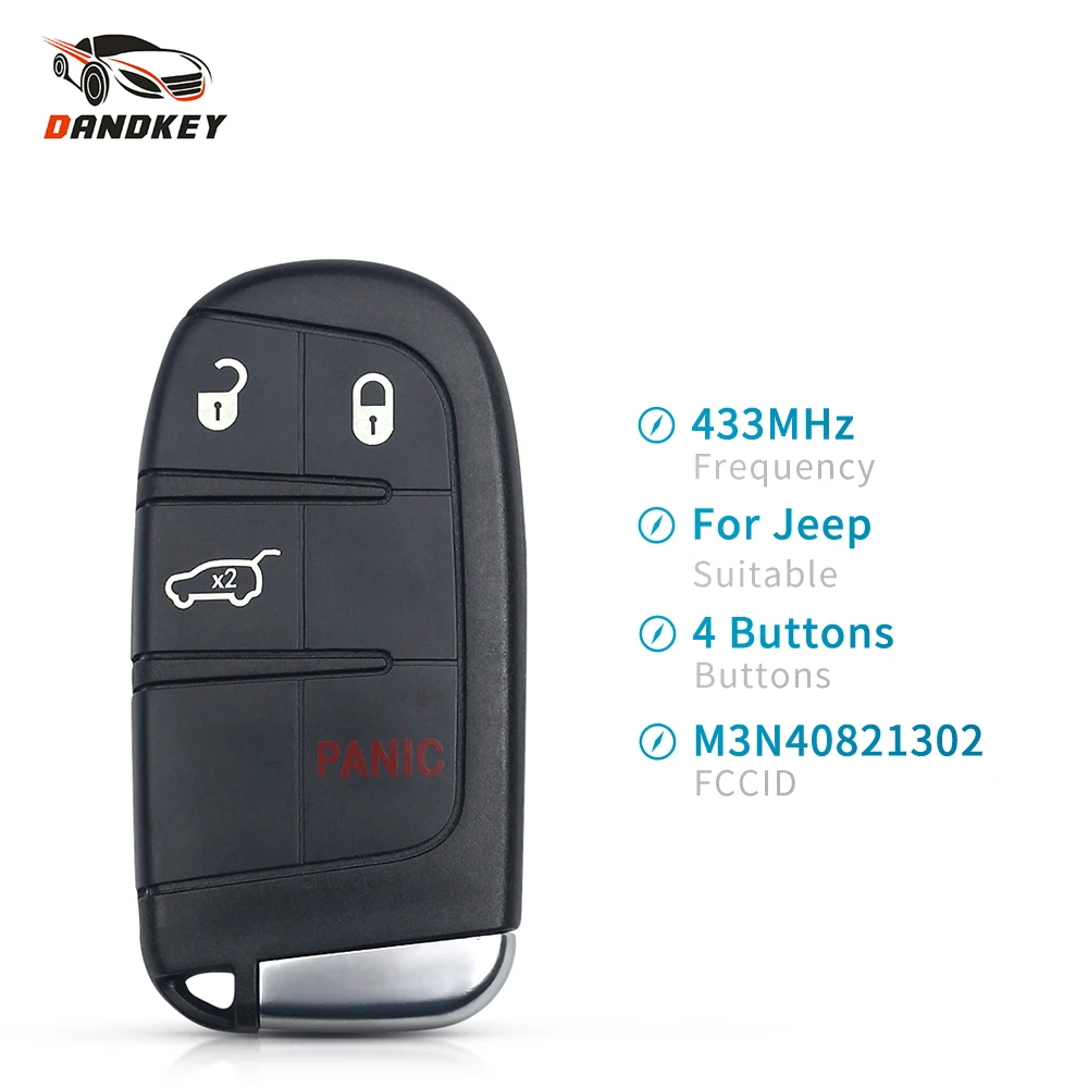 

Смарт-ключ Dandkey M3N40821302, 433 МГц, для Jeep Renegade Grand Cherokee, Ram, компас 2014, 2015, 2016, 2017