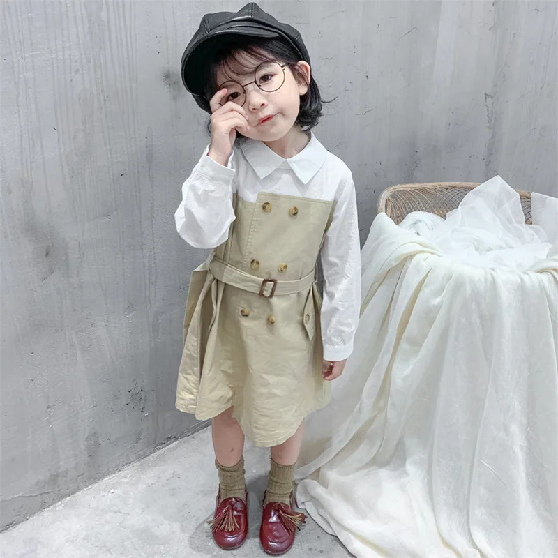 Хлопковые детские платья с длинными рукавами для девочек осенняя одежда детское