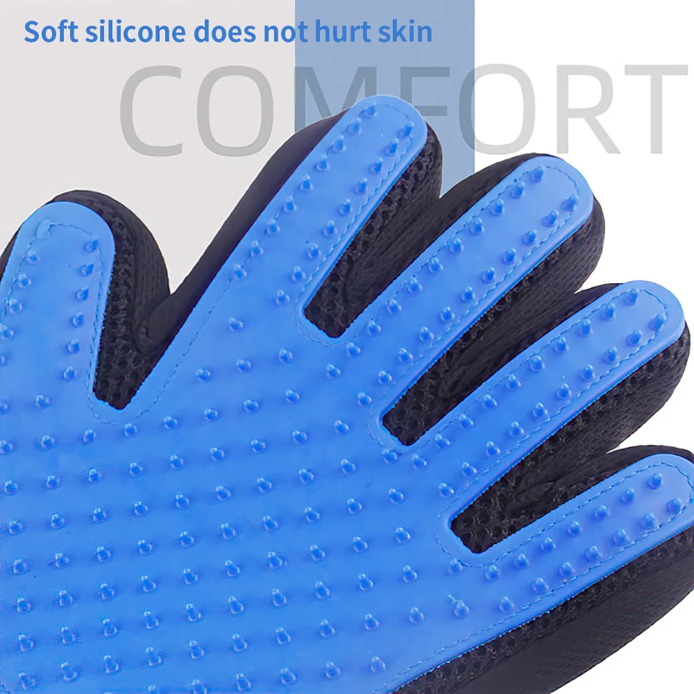 

Dog Pet Grooming Glove Silicone Cats Brush Comb Deshedding Hair Gloves Dogs Bath Cleaning Supplies Animal Combs Massage