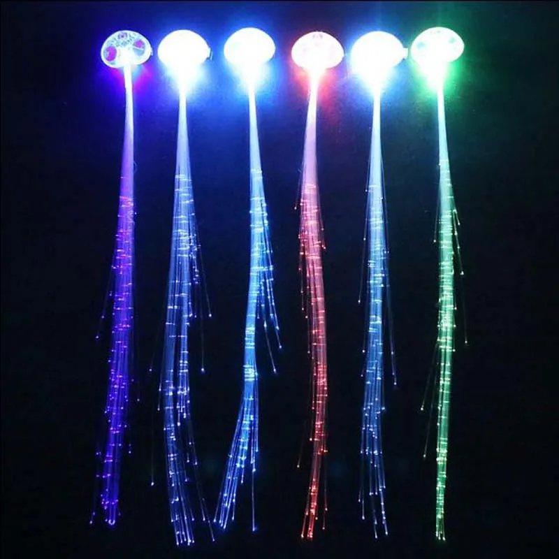 Pinza de pelo Led para fiesta, horquilla luminosa de fibra brillante, herramienta de peinado trenzada, Decoraci&oacute;n de cumplea&ntilde;os, Navidad y Navidad, 50 Uds.-0
