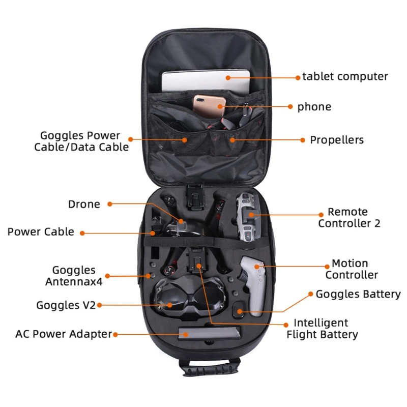 J60A Waterproof Shoulder Backpack Outdoor Hard Anti-shock Carrying Case Storage Bag Compatible for FPV Combo Drone Box