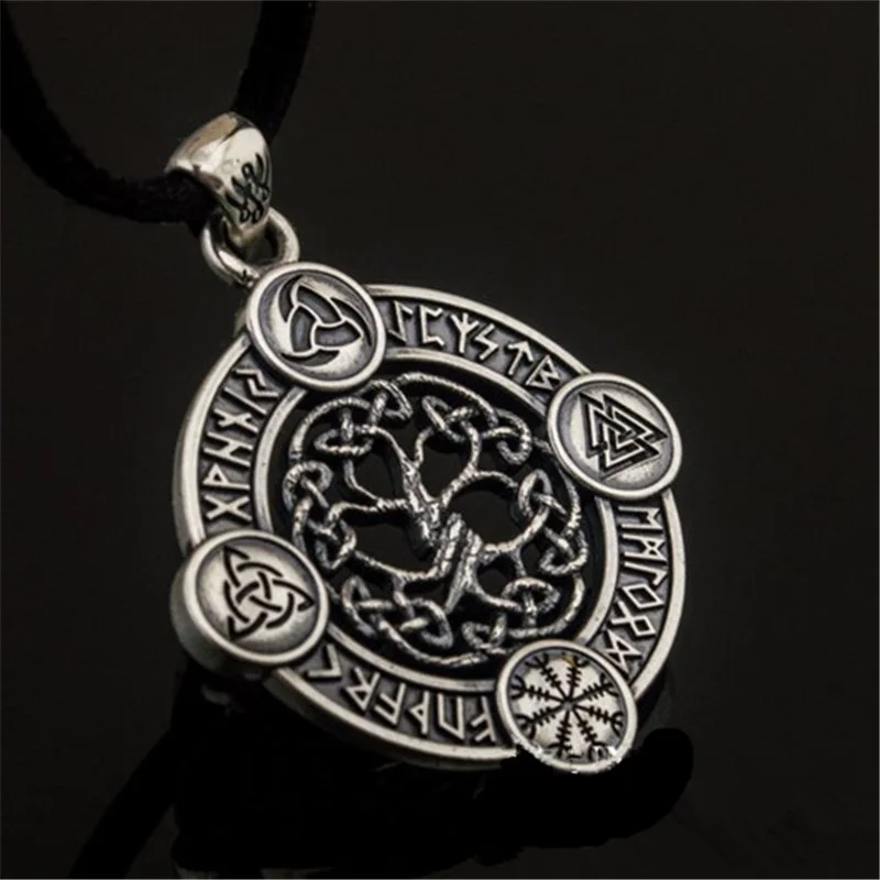 

Mens Fashion Retro Necklace Celtic Rune Amulet Tree of Life Hollow Necklace Jewelry Gift