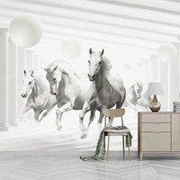 custom mural wallpaper 3d stereo space expansion white horse fresco living room tv sofa bedroom home decor wall painting o%d0%b1%d0%be%d0%b8
