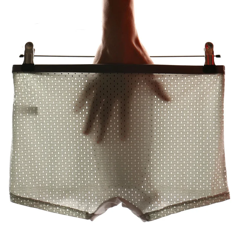 Мужские боксеры одноцветные нейлоновые сетчатые дышащие антибактериальные