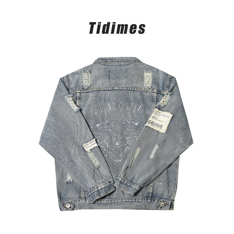 

fashion the same head embroidery wash denim jacket