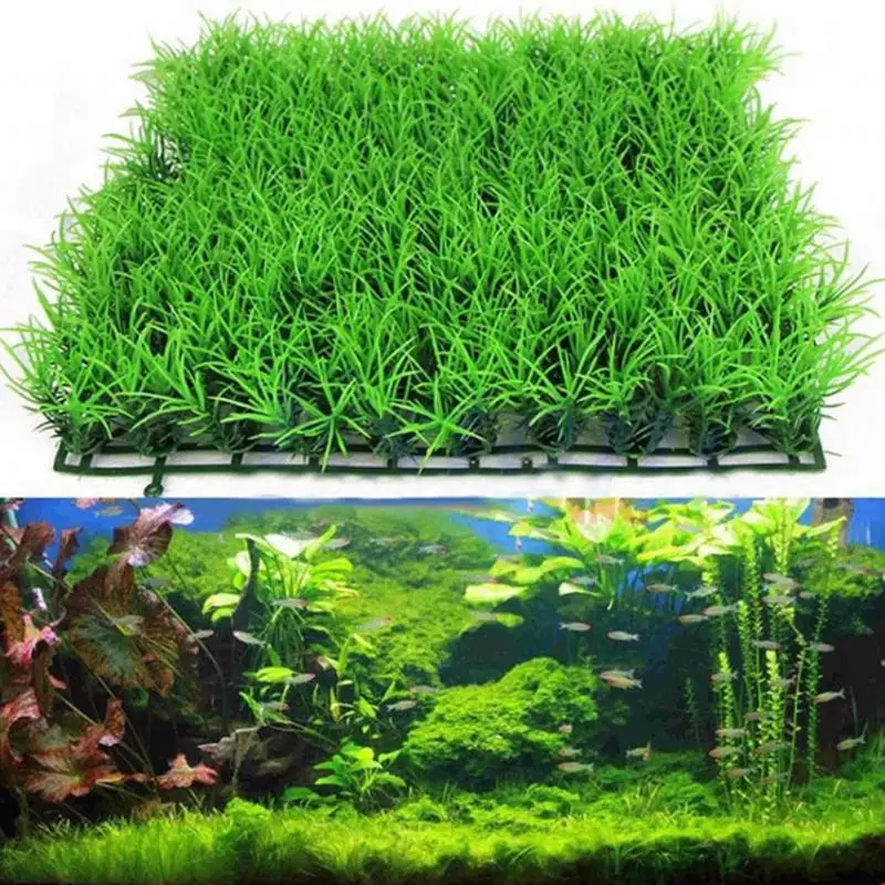 

Artificial Aquarium Grass Lawn Ornaments Plastic Aquatic Water Grass Plants Ornament For Fish Tank Decorative Plant 23x23cm