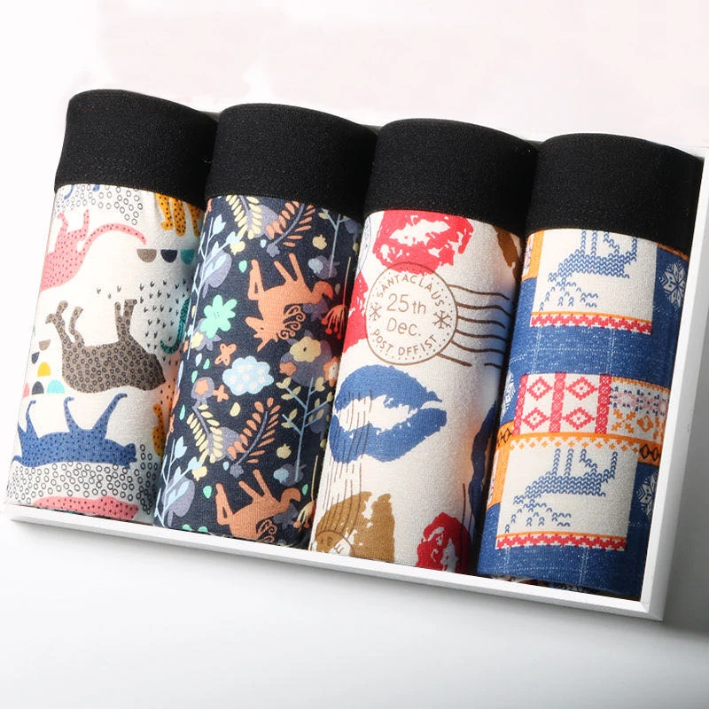 4Pcs Boxer Underwear Moda Mens Underwear Cotton Boxers Underpants Breathabe Boxer Shorts Men Cueca Mae Panties Boxershorts