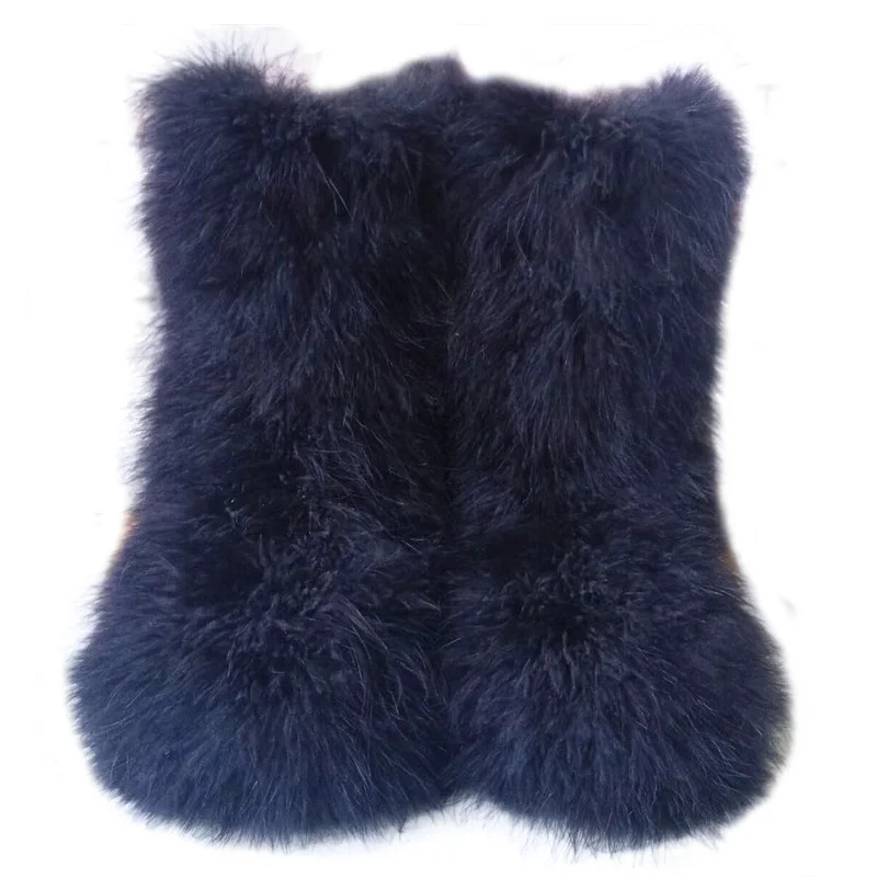 Женские Настоящий Страус меховые сапоги до середины икры теплые зимние на