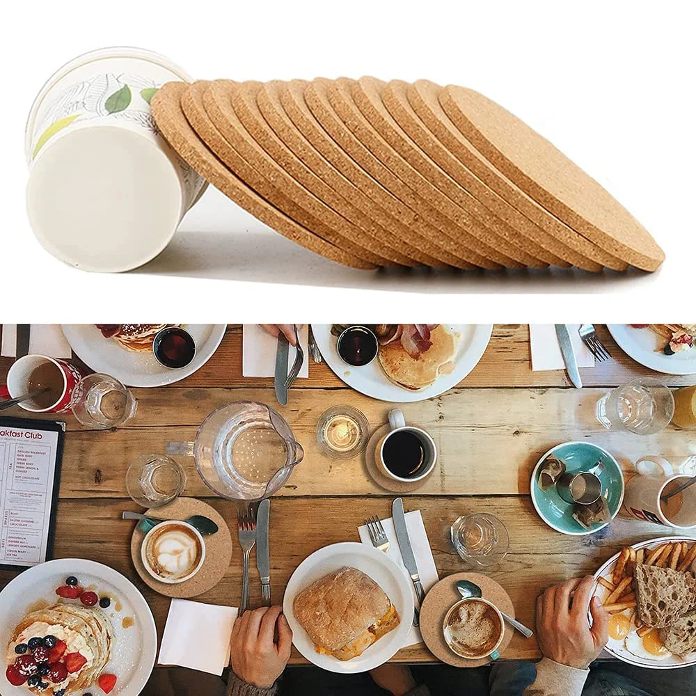 Cork Coaster 5/10/20 PCS Cup Coasters Tea Coffee Mug Drinks Holder for Kitchen Natural Wooden Mat Tableware Round Drink Coaster images - 6