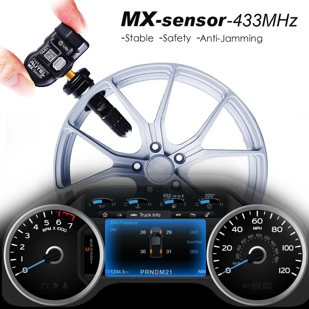 4 шт. универсальный программируемый датчик давления в шинах Autel 433 МГц MX-Sensor M |