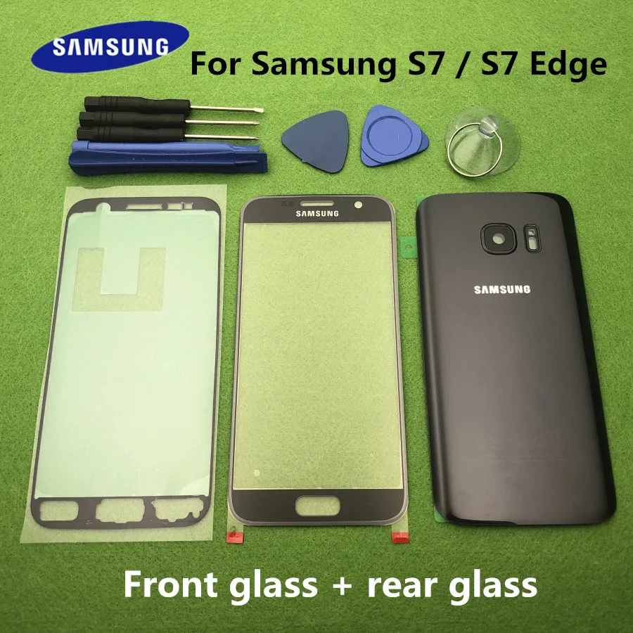 Передний экран стекло объектив для samsung Galaxy S7 G930 SM-G930F S7 Edge G935F Задняя крышка батареи дверь задний корпус+ Инструменты