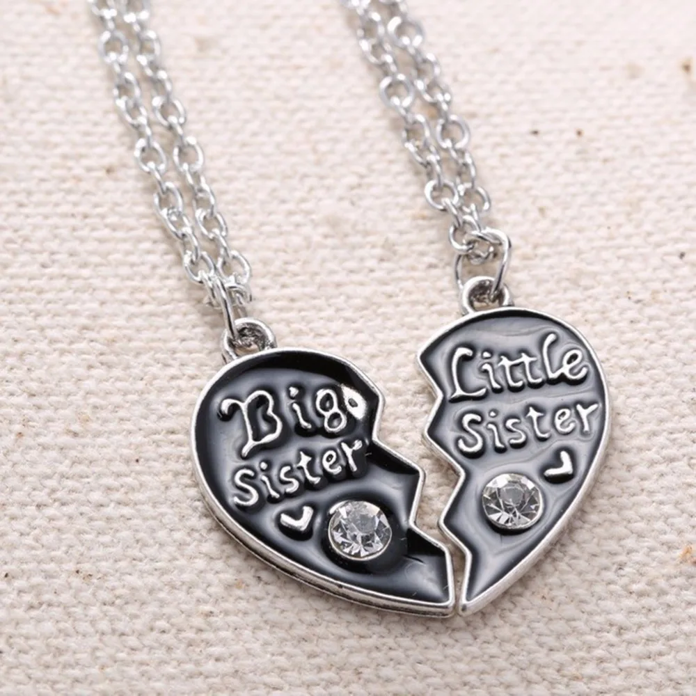 Broken Heart Style Pendant Necklace Chic Love Big Sister Little Chain Necklaces | Украшения и аксессуары